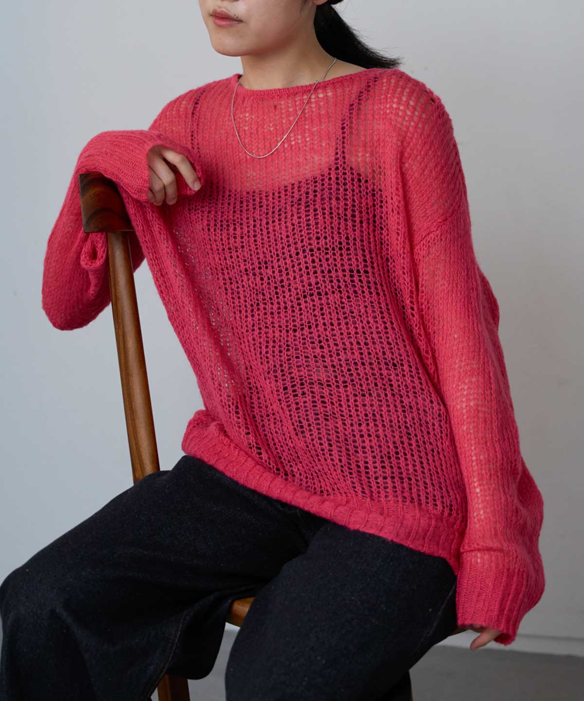 シアーモヘアタッチロングニットプルオーバー