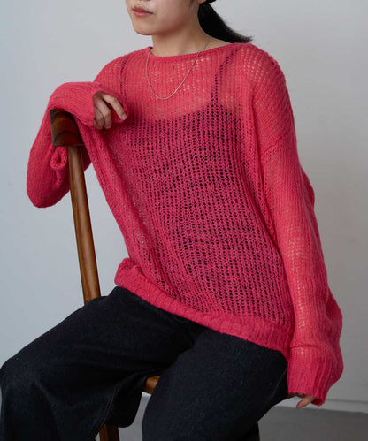 シアーモヘアタッチロングニットプルオーバー