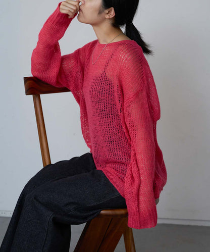 シアーモヘアタッチロングニットプルオーバー