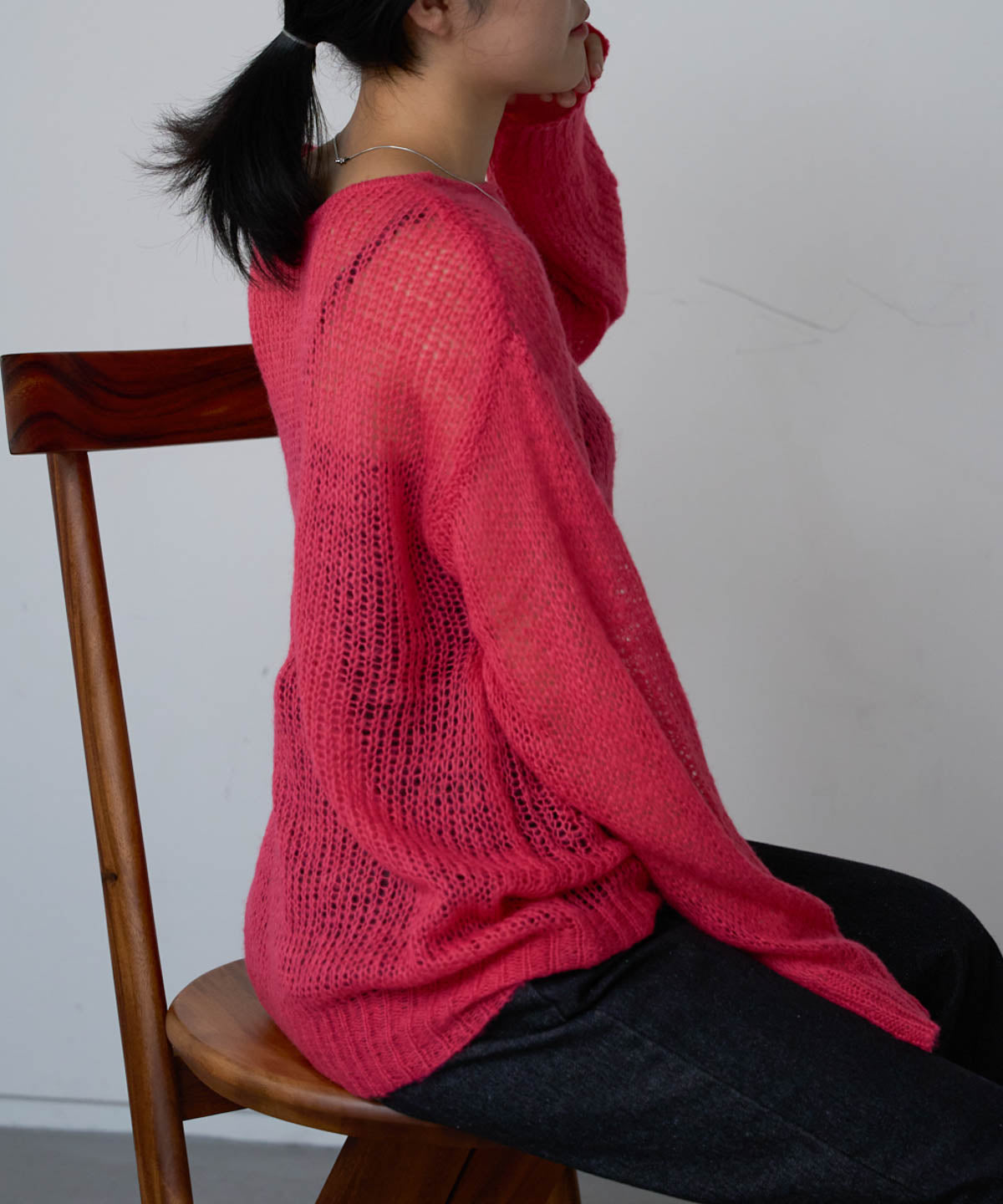 シアーモヘアタッチロングニットプルオーバー