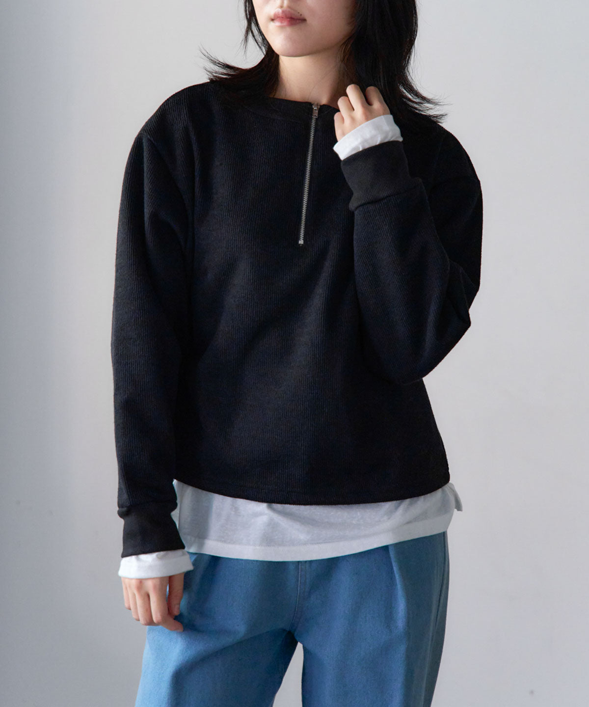 ジップアップ プルオーバー