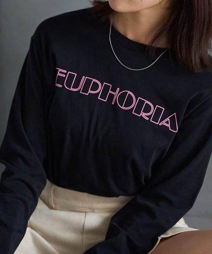 長袖カラーロゴプリントTシャツ