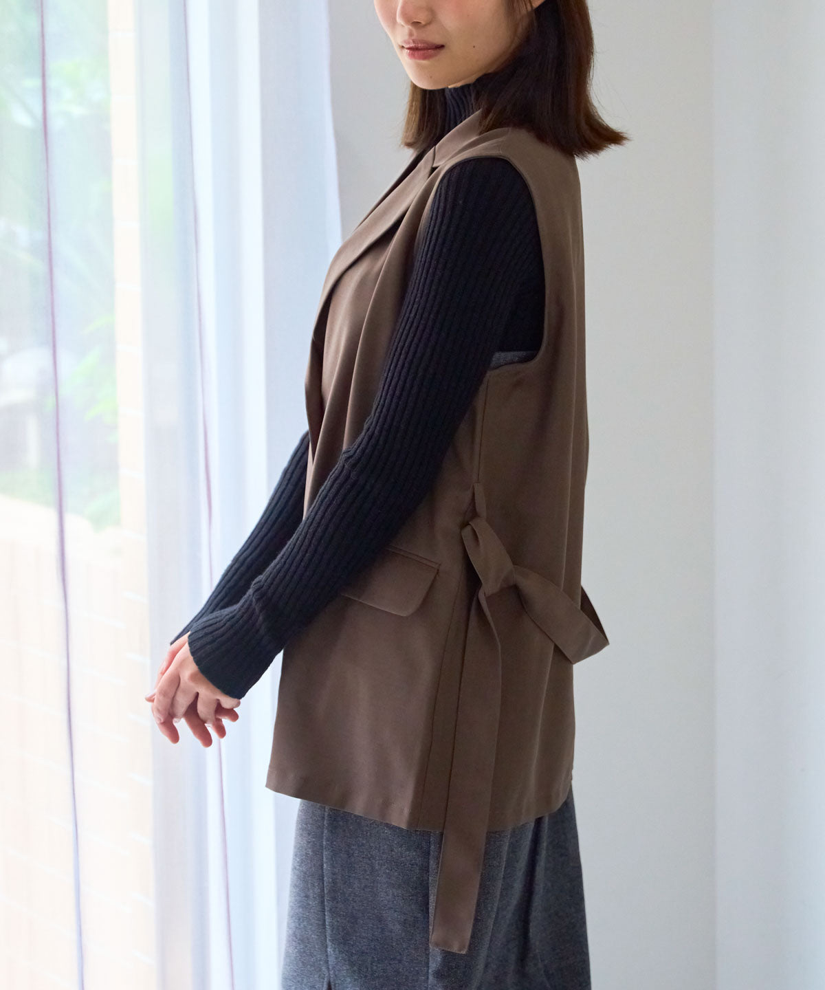 ベルト付きジレ/セットアップ対応