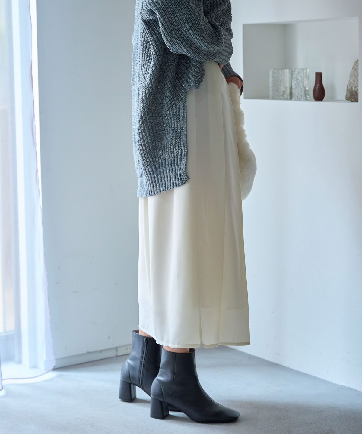 ボックスフロント プリーツスカート