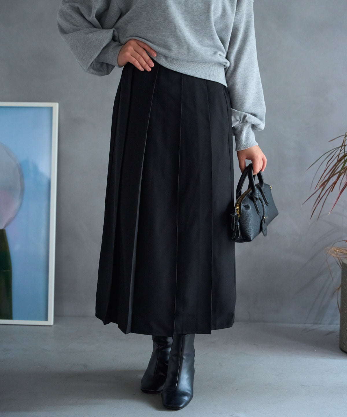 ボックスフロント プリーツスカート