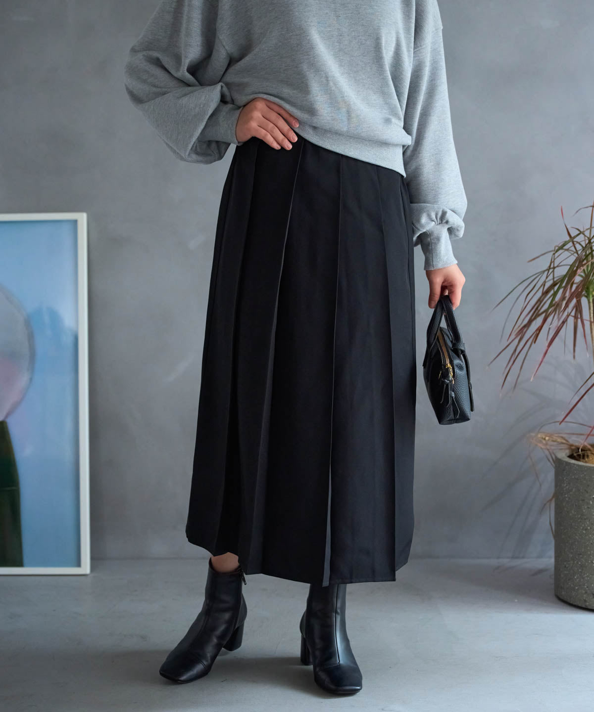 ボックスフロント プリーツスカート