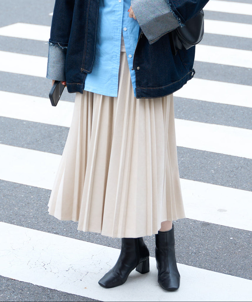 ポンチスエードプリーツスカート