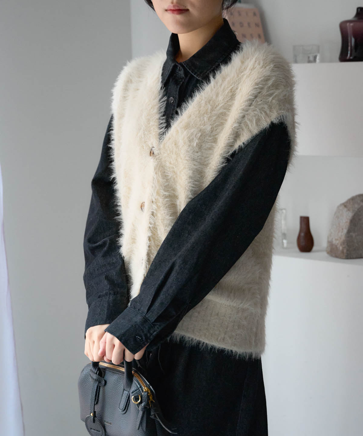 シャギーニットベスト