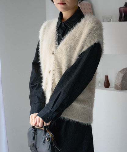 シャギーニットベスト