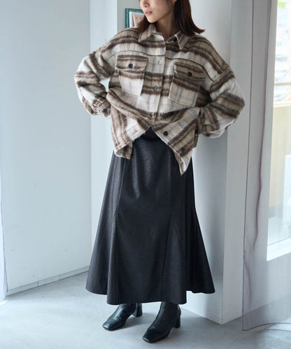 シャギーチェックシャツジャケット