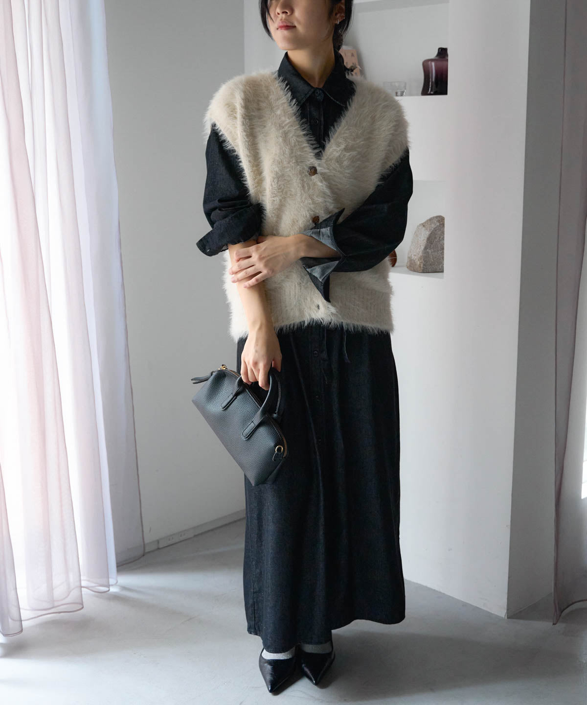 シャギーニットベスト