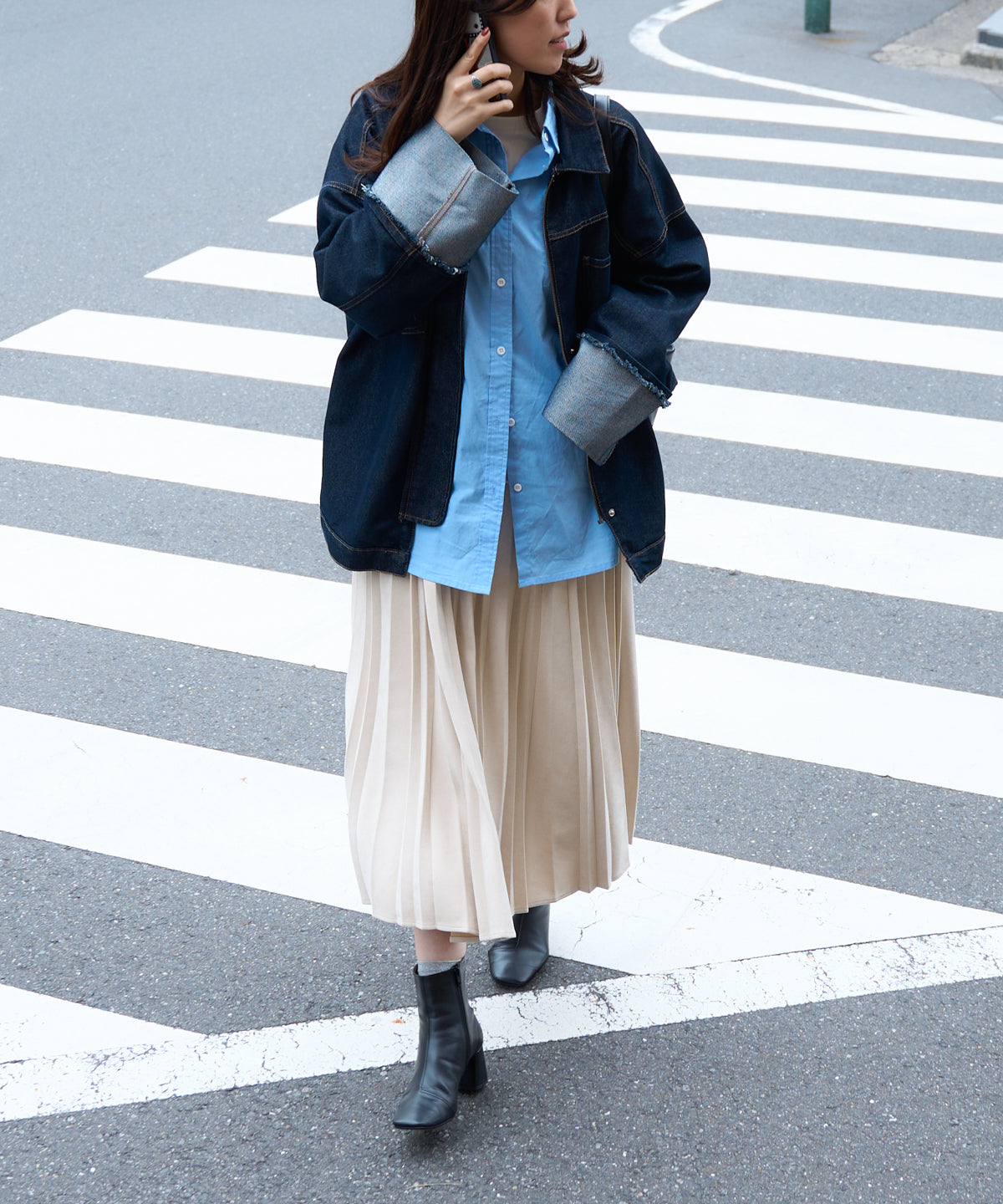 ポンチスエードプリーツスカート