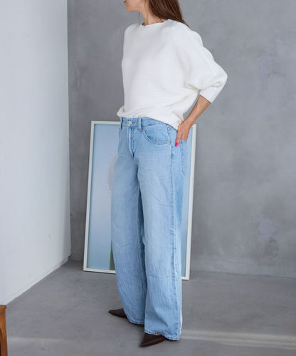 もちもちボートネックドルマンリブニット