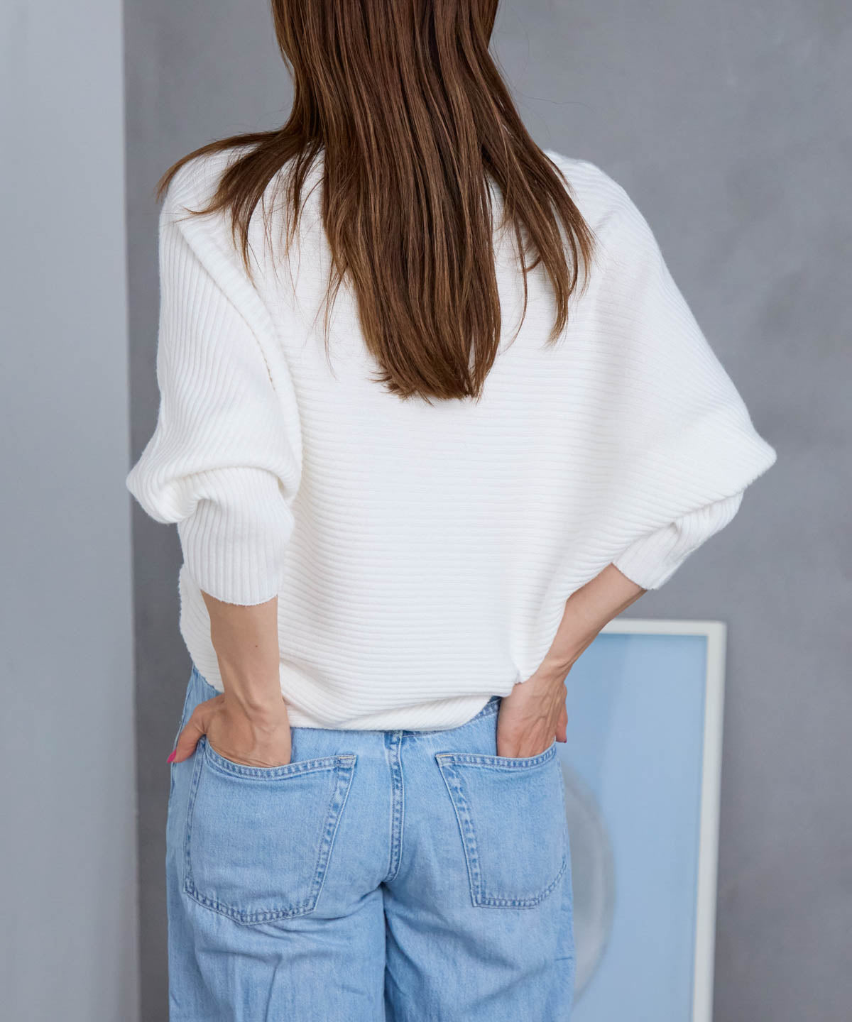 もちもちボートネックドルマンリブニット