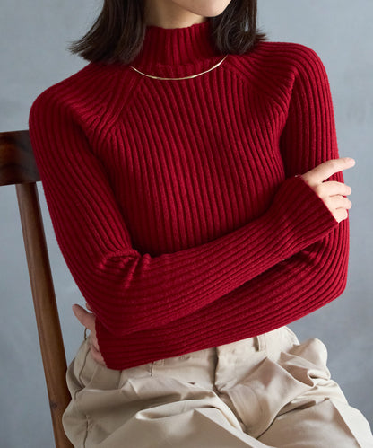 ボトルネックリブニットプルオーバー