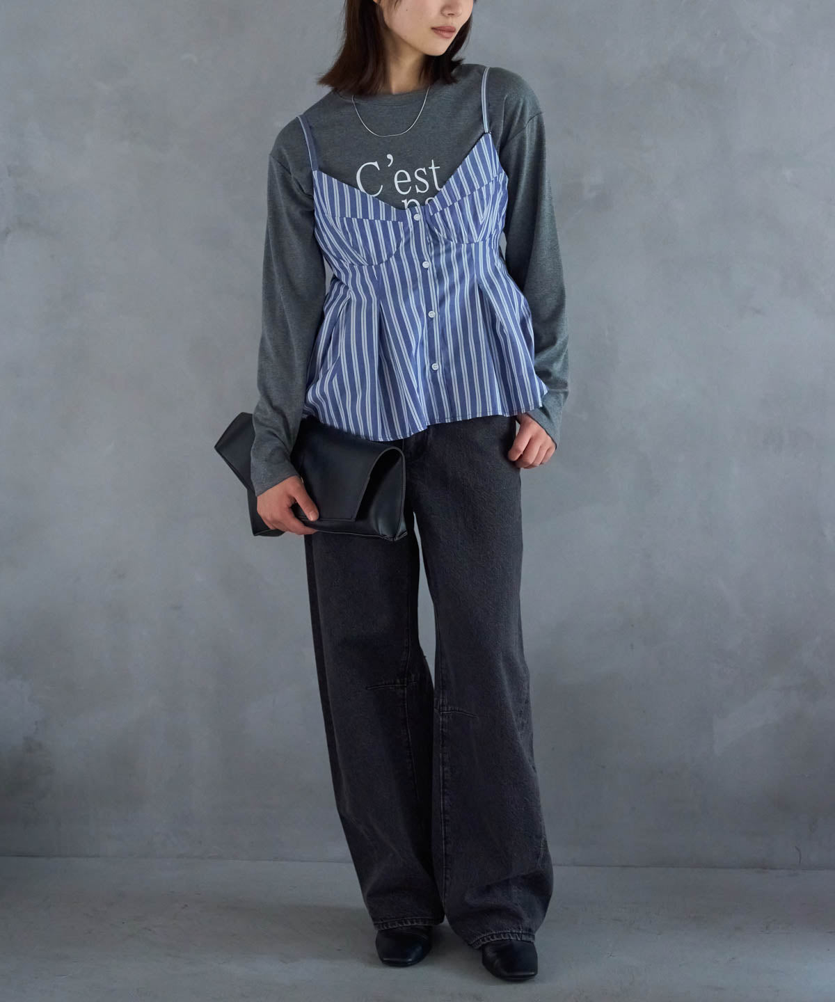 ペプラムストライプビスチェ