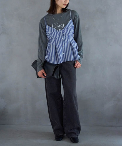 ペプラムストライプビスチェ