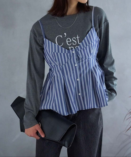 ペプラムストライプビスチェ