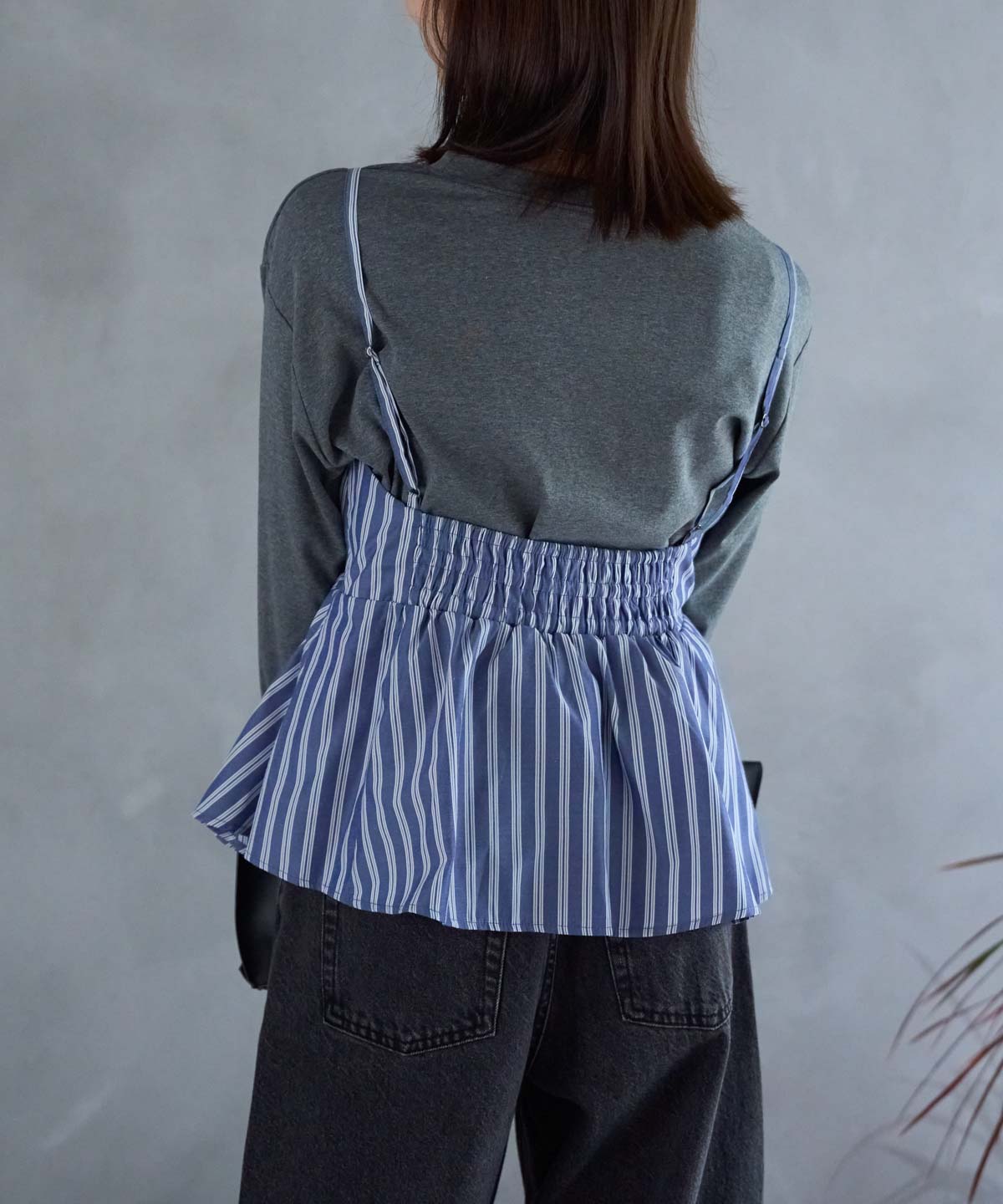 ペプラムストライプビスチェ