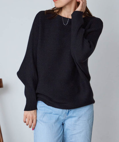 もちもちボートネックドルマンリブニット