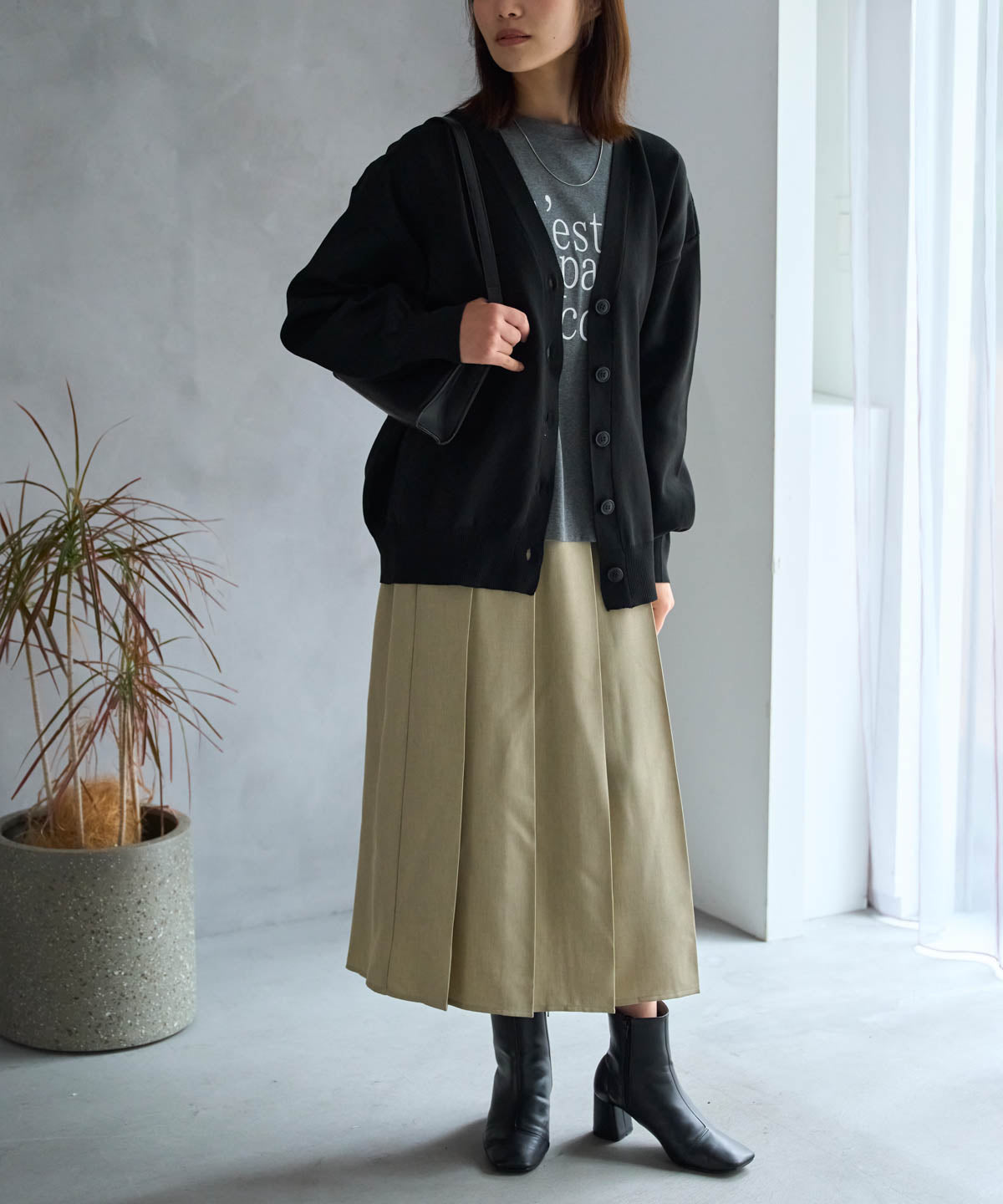 ボックスフロント プリーツスカート