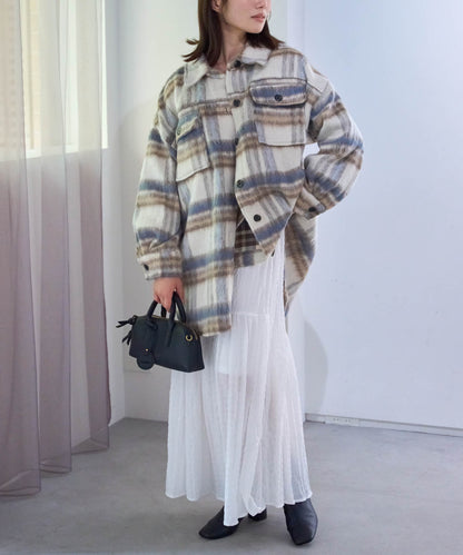 シャギーチェックシャツジャケット