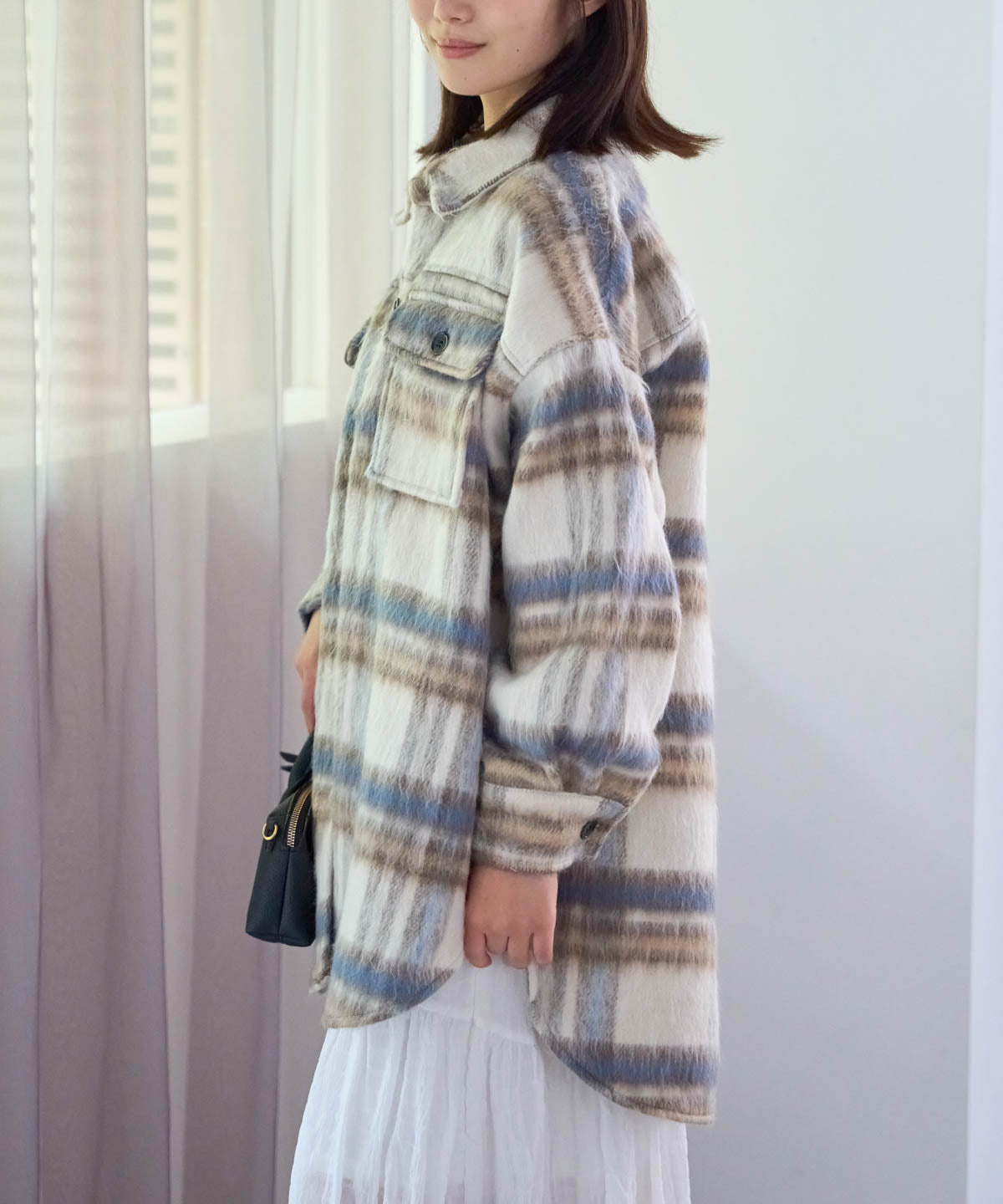 シャギーチェックシャツジャケット