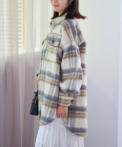 シャギーチェックシャツジャケット