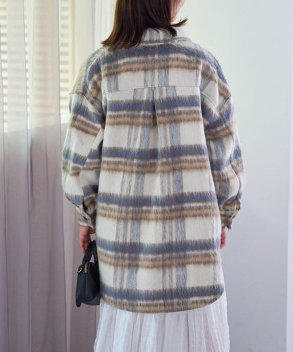 シャギーチェックシャツジャケット