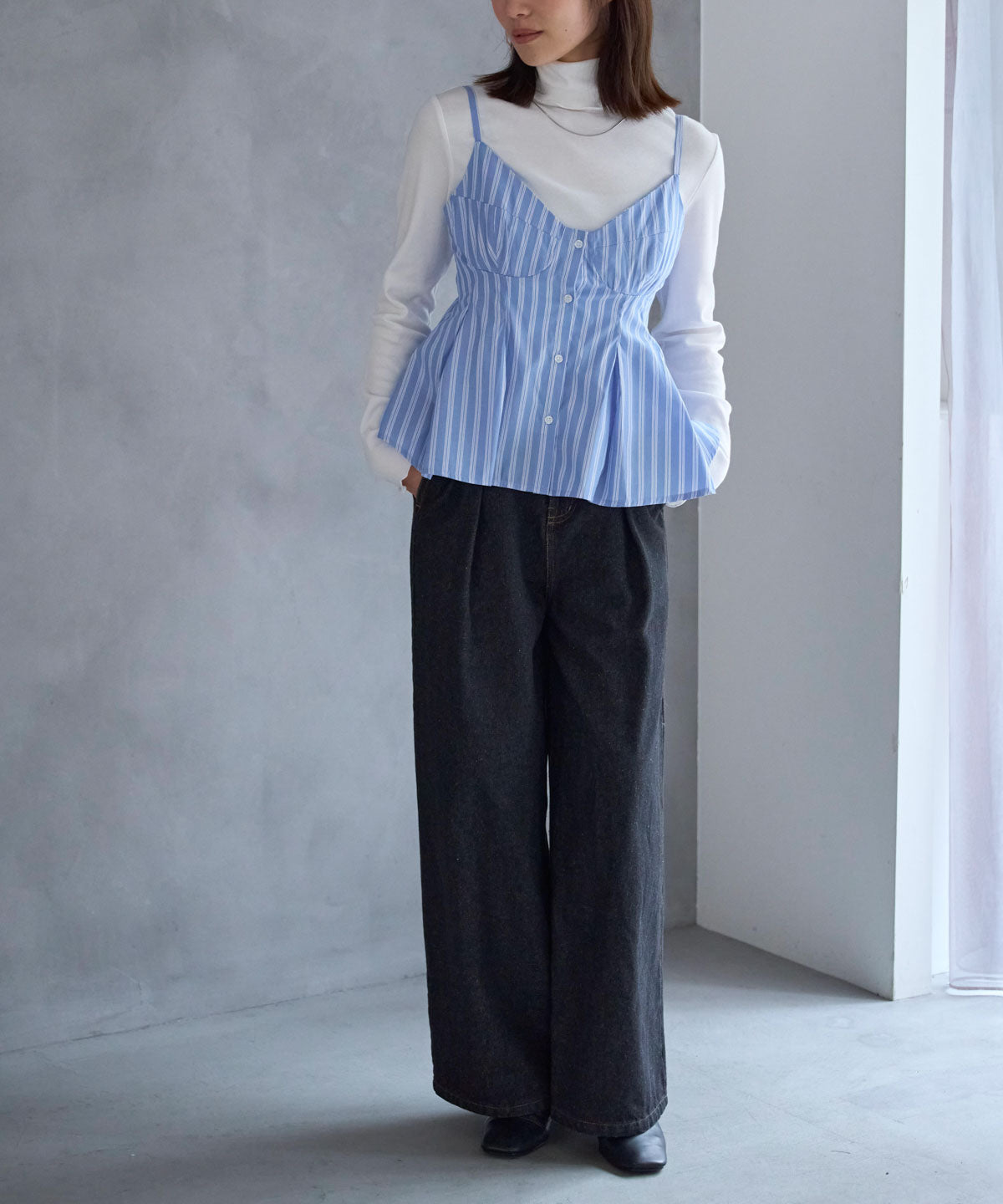 ペプラムストライプビスチェ