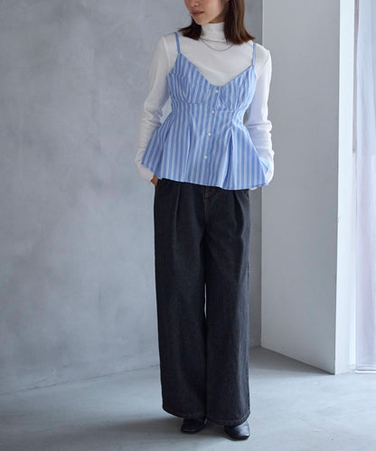 ペプラムストライプビスチェ