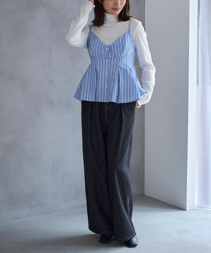 ペプラムストライプビスチェ