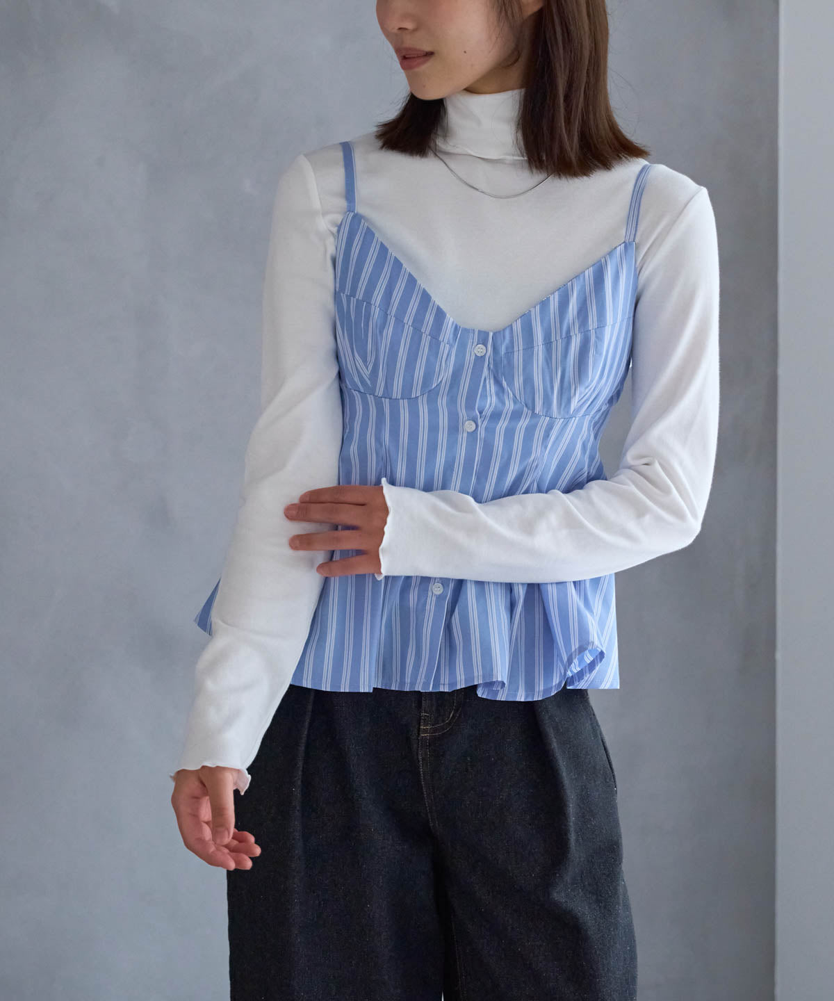 ペプラムストライプビスチェ