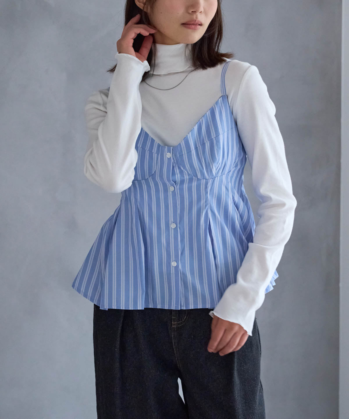 ペプラムストライプビスチェ