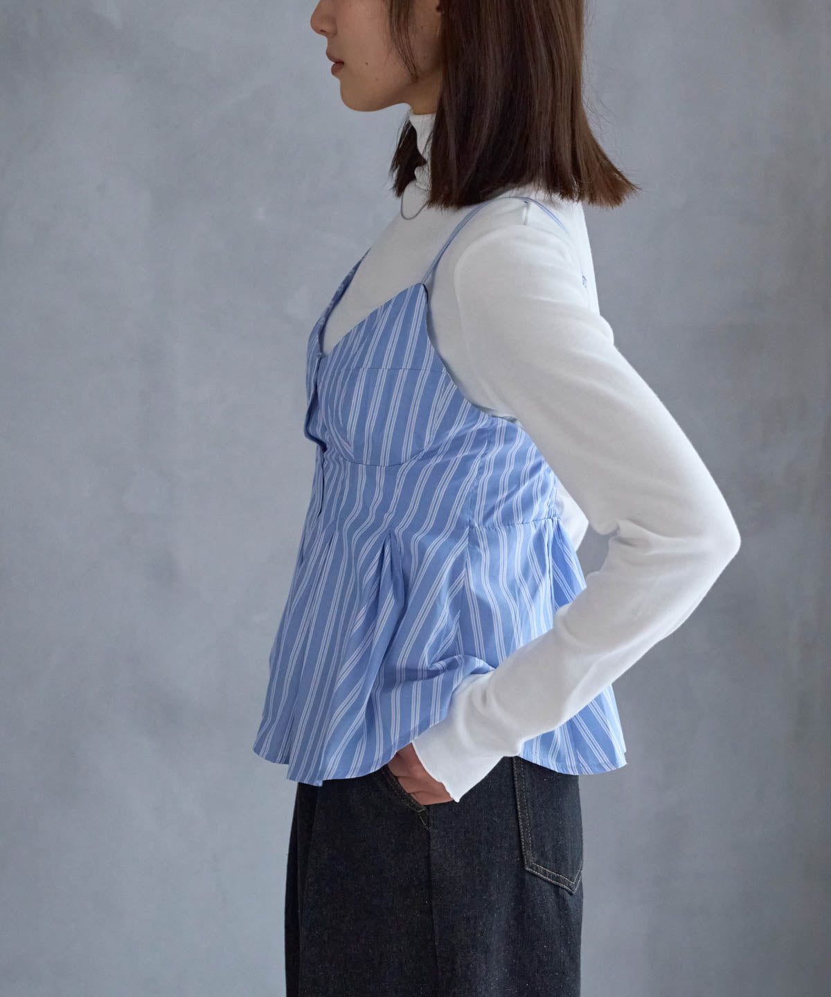 ペプラムストライプビスチェ