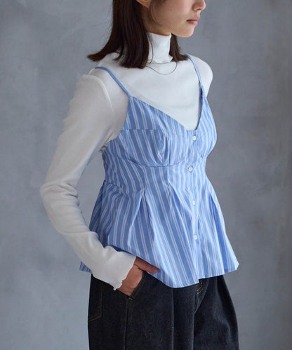 ペプラムストライプビスチェ