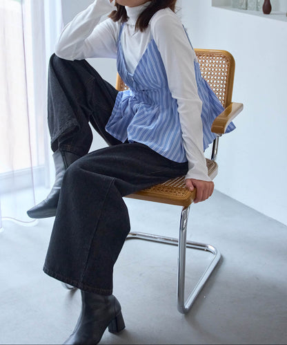 ペプラムストライプビスチェ