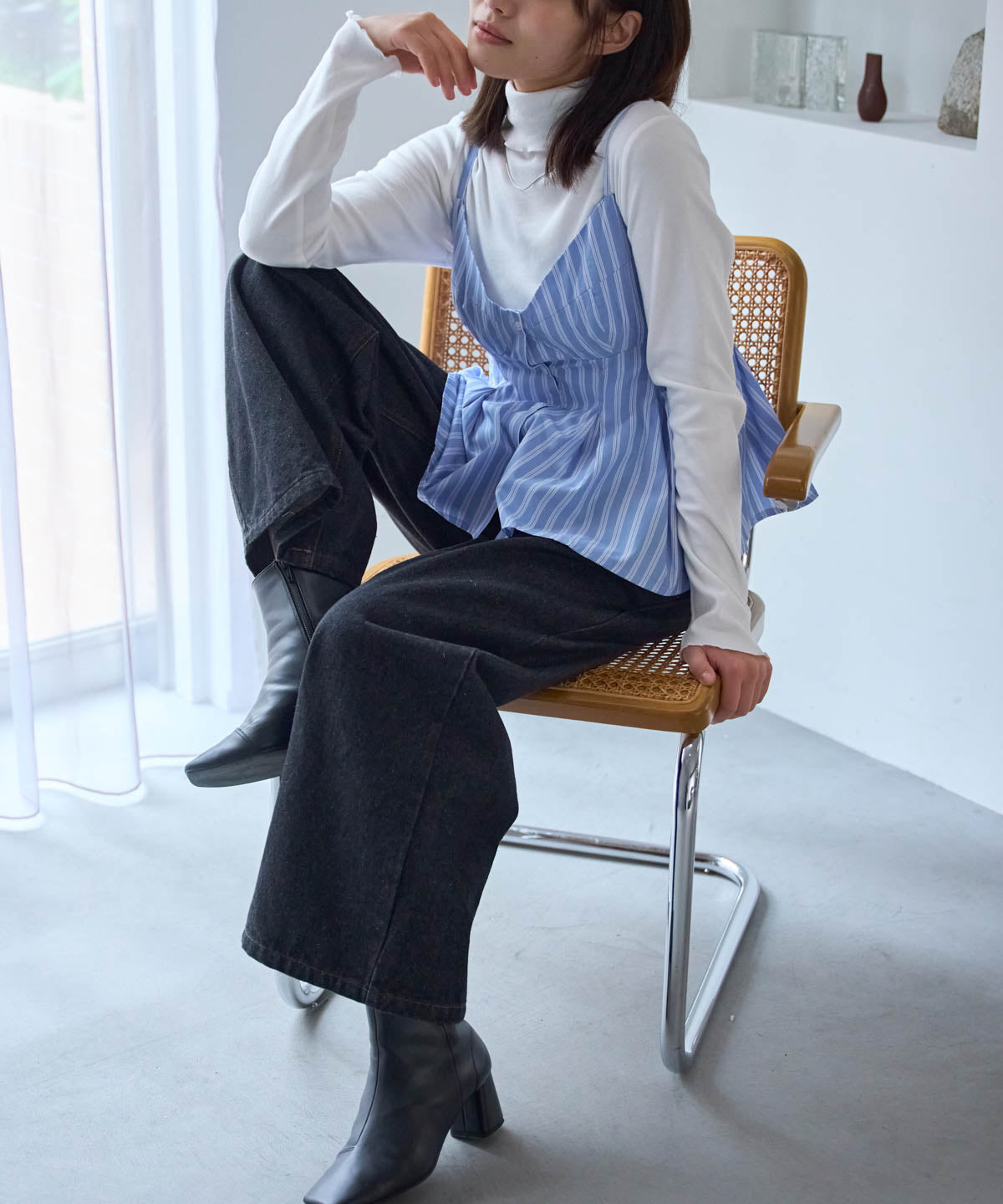 ペプラムストライプビスチェ