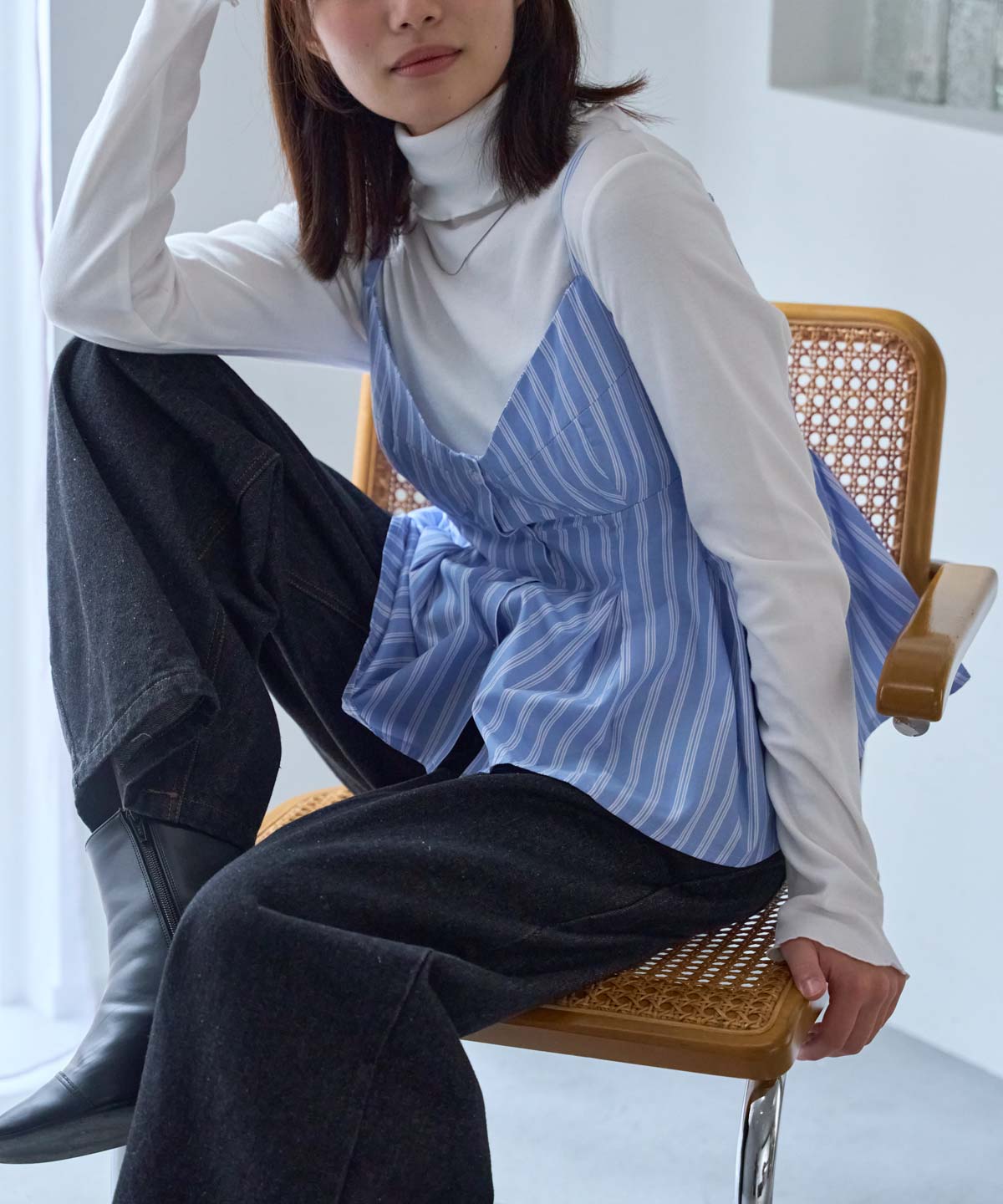 ペプラムストライプビスチェ