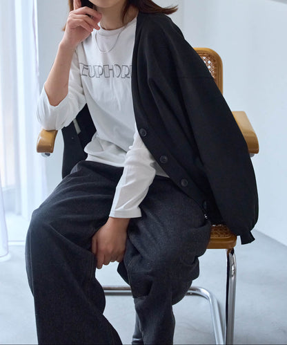 長袖カラーロゴプリントTシャツ