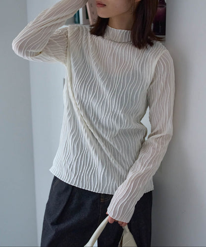 ウェーブストライププチハイネックプルオーバー