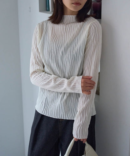 ウェーブストライププチハイネックプルオーバー
