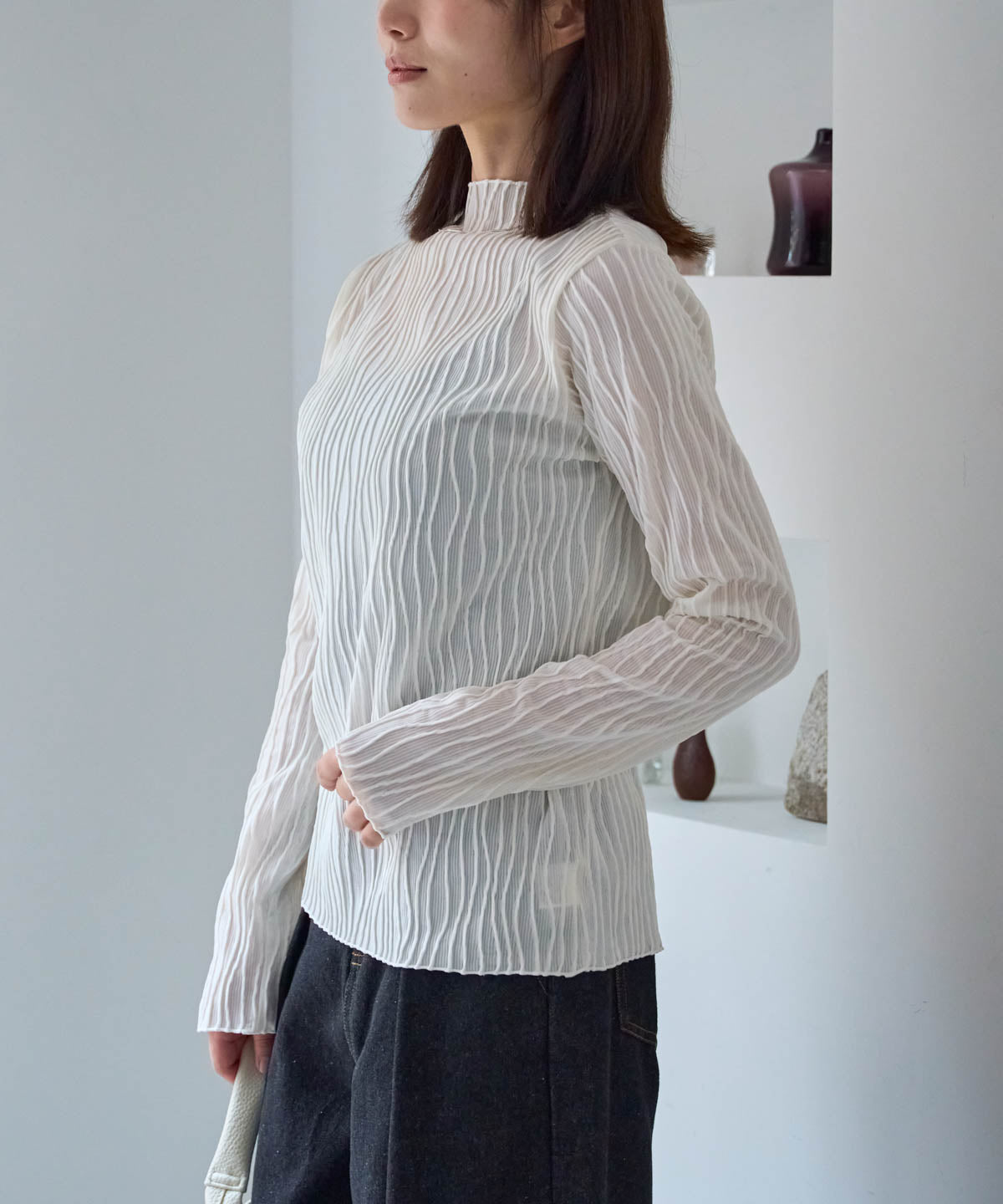 ウェーブストライププチハイネックプルオーバー