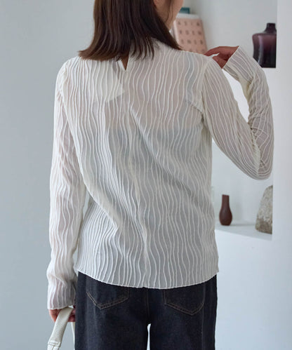 ウェーブストライププチハイネックプルオーバー