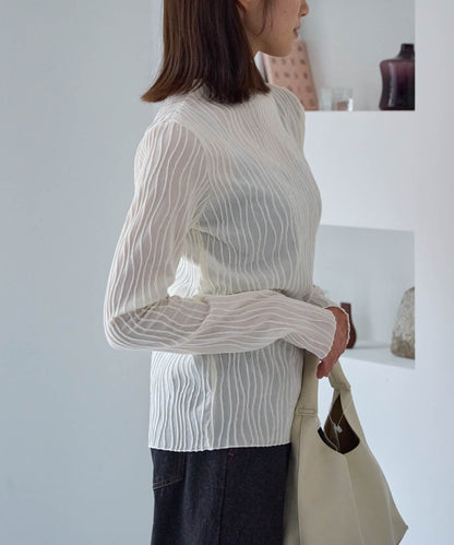 ウェーブストライププチハイネックプルオーバー