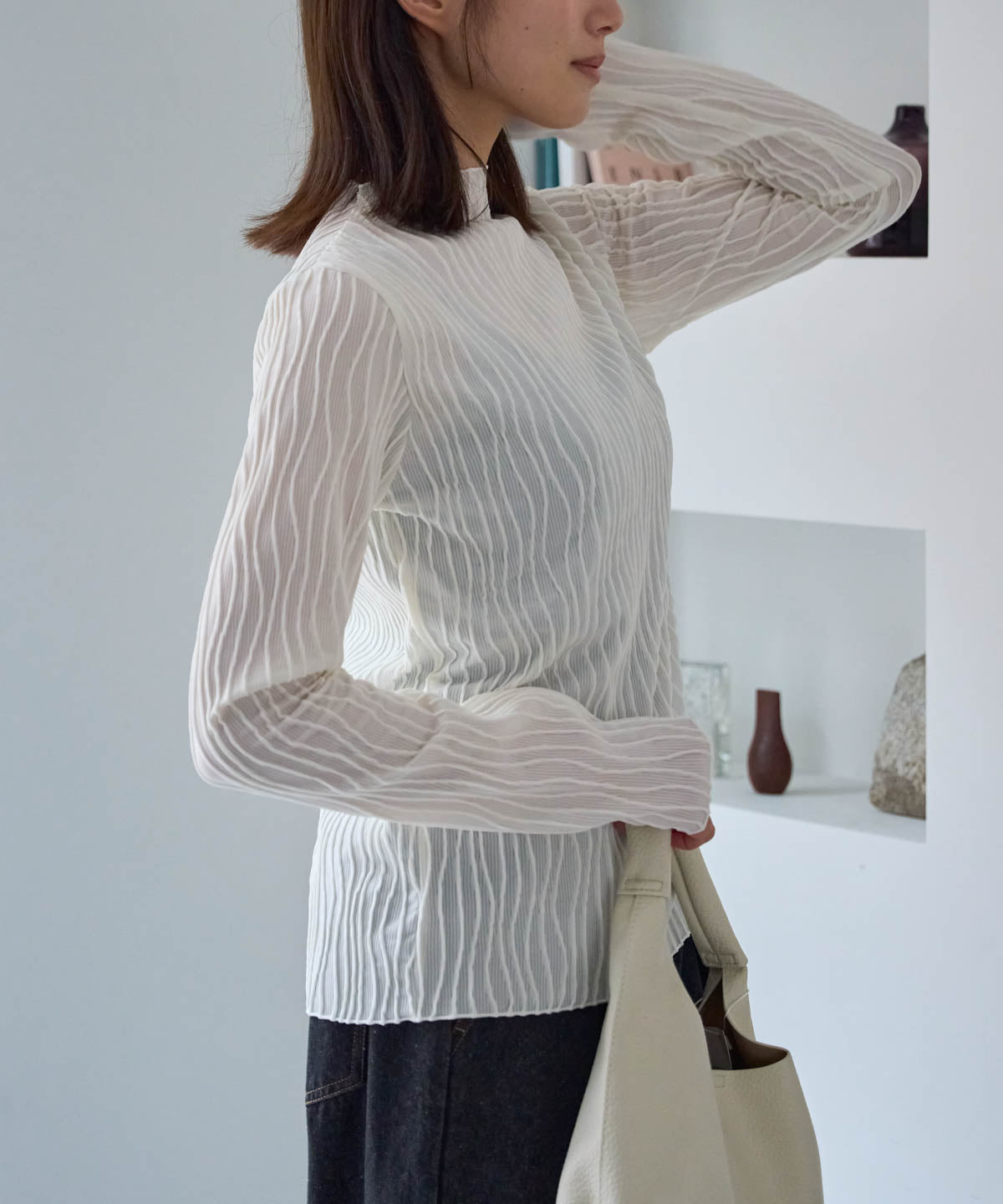 ウェーブストライププチハイネックプルオーバー