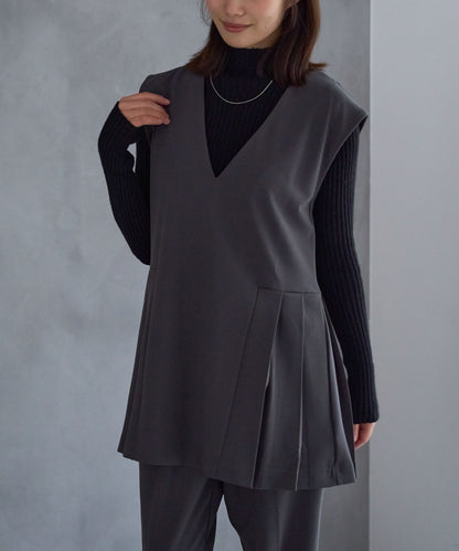 サイドプリーツデザインベスト【セットアップ対応】