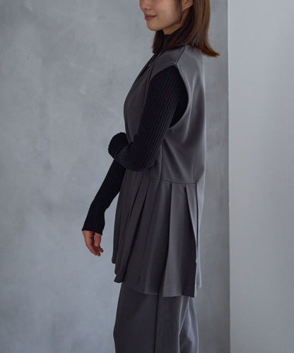 サイドプリーツデザインベスト【セットアップ対応】