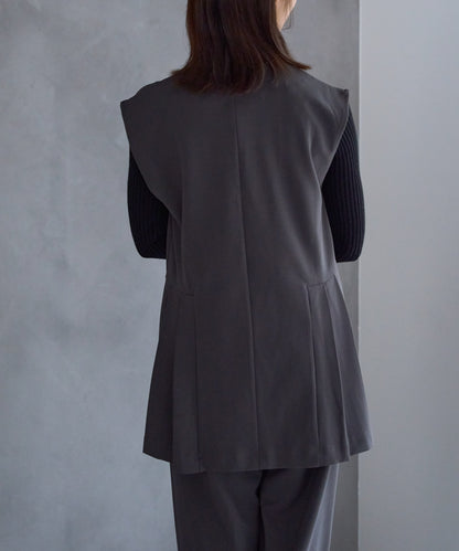 サイドプリーツデザインベスト【セットアップ対応】