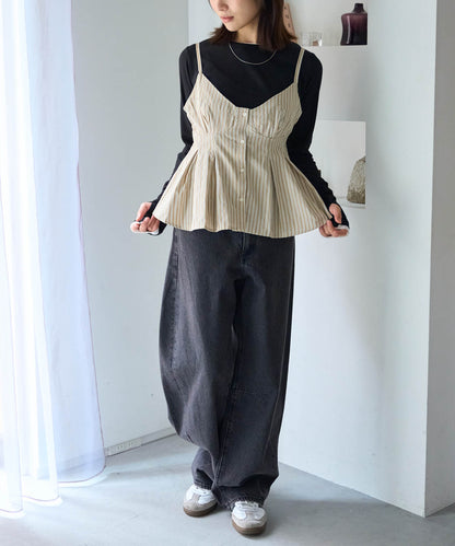 ペプラムストライプビスチェ